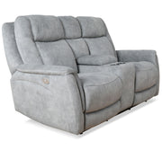 Linus - Zero Gravity Power Reclining Console Loveseat - Hudson Gray - JaxCo Furniture