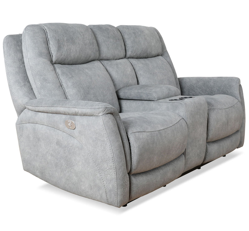 Linus - Zero Gravity Power Reclining Console Loveseat - Hudson Gray - JaxCo Furniture