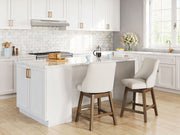 Cabalynn - Oatmeal / Light Brown - Upholstered Swivel Barstool (Set of 2) - JaxCo Furniture