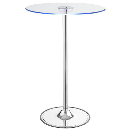 Thea - Round Glass Top LED Bistro Bar Table - Chrome - JaxCo Furniture