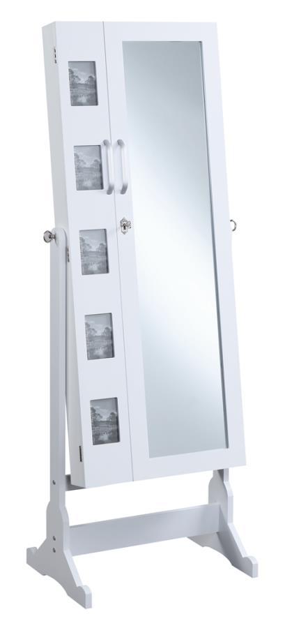 Doyle - Cheval Mirror With Jewelry Storage - White - JaxCo Furniture