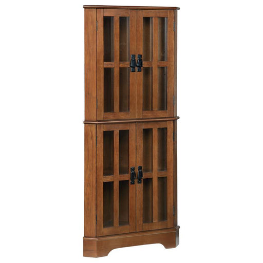 Coreosis - 4 Door Wood Corner Curio Cabinet - Golden Brown - JaxCo Furniture