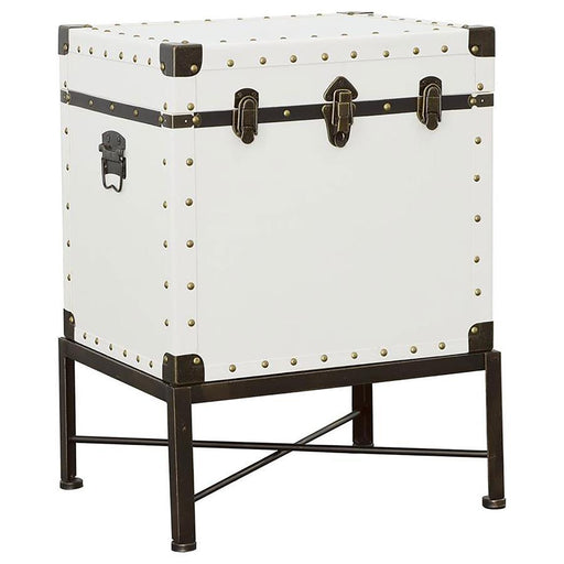 Nancy - Upholstered Vintage Side Table Storage Trunk - White - JaxCo Furniture