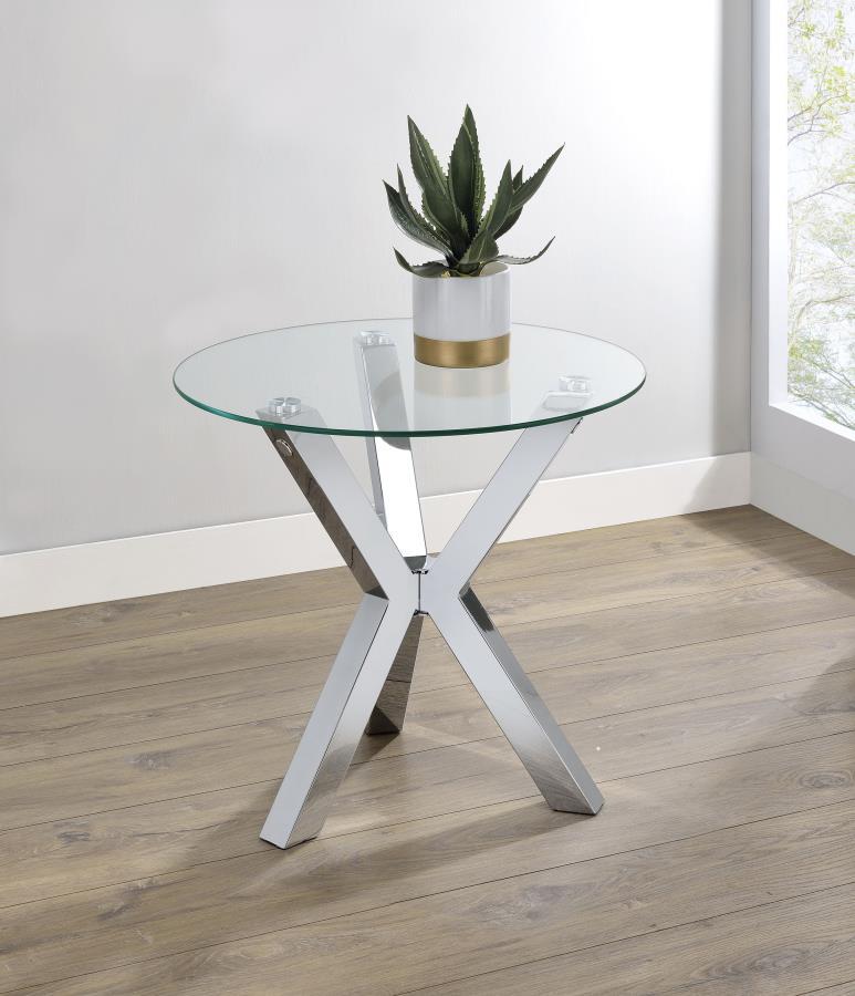 Kenzie - Round Tempered Glass Top Table - JaxCo Furniture