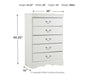 Anarasia - White - Five Drawer Chest - JaxCo Furniture