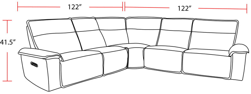 Perimeter - 5 Piece Modular Power Reclining Sectional - JaxCo Furniture