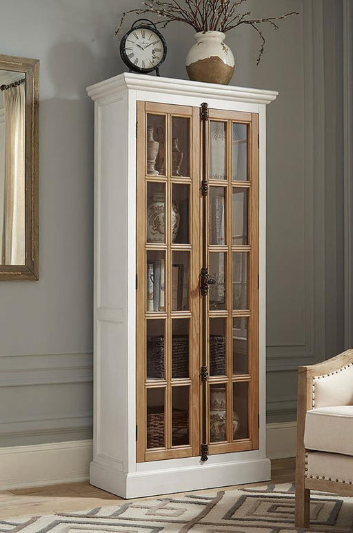 Tammi - 2 Door Wood Tall Cabinet Distressed White And Brown - Distressed White And Brown - JaxCo Furniture