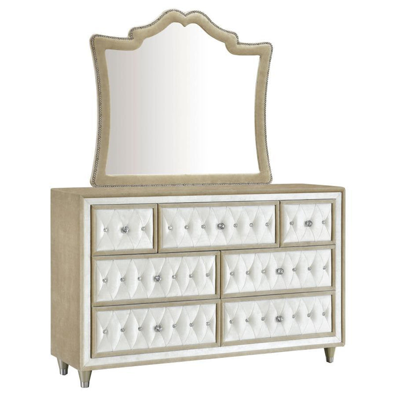 Antonella - 7-Drawer Upholstered Dresser With Mirror - JaxCo Furniture