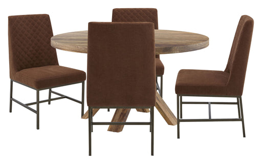 Crossings - Round Dining Table With 4 Upholstered Chairs - JaxCo Furniture