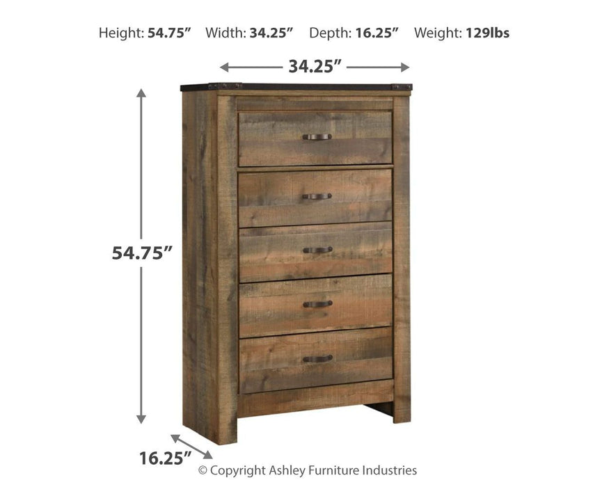 Trinell - Brown - Five Drawer Chest - JaxCo Furniture