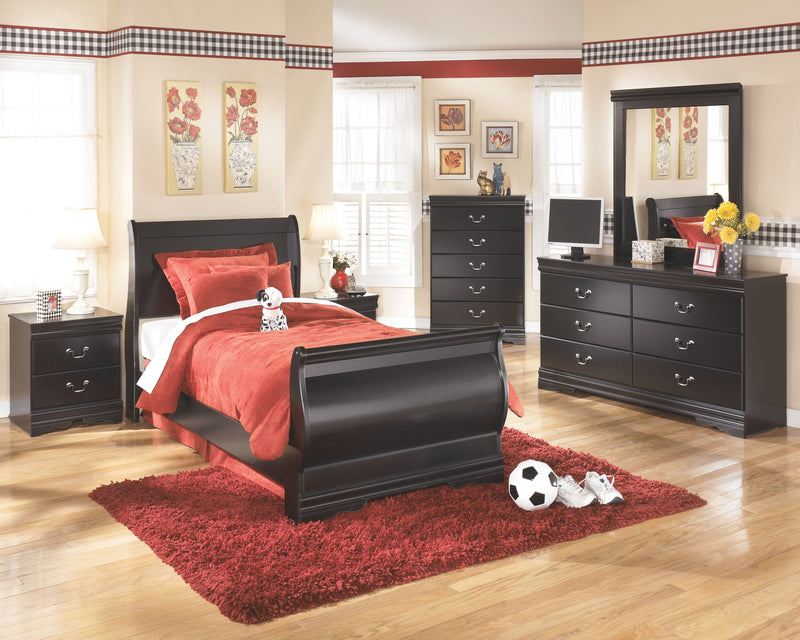 Huey - Black - Five Drawer Chest - JaxCo Furniture