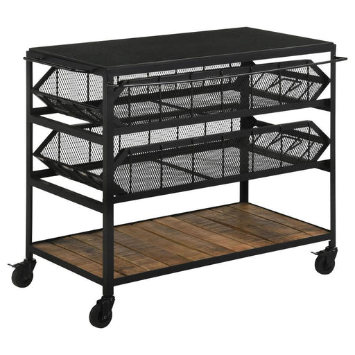 Evander - Marble Top Kitchen Cart With Removable Shelves - Black - JaxCo Furniture