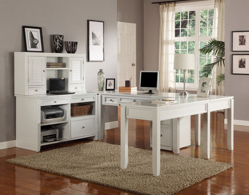 Boca - U Shape Desk With Credenza File And Hutch - Cottage White - JaxCo Furniture