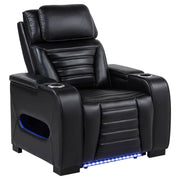 Zuma - Faux Leather Upholstered Dual Power LED Recliner - Black - JaxCo Furniture