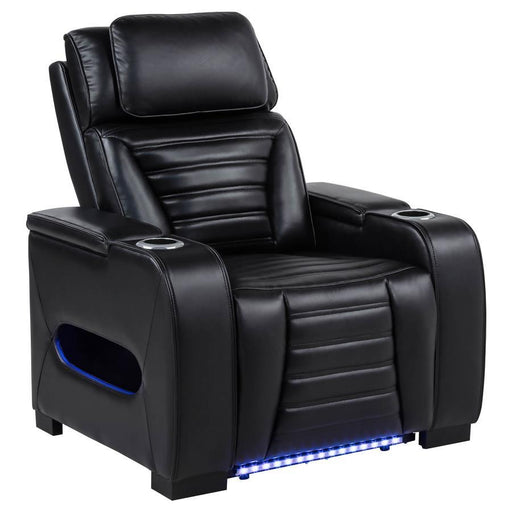 Zuma - Faux Leather Upholstered Dual Power LED Recliner - Black - JaxCo Furniture