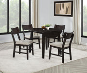 Catley - 5 Piece Round Drop Leaf Dining Table Set - Dark Coffee - JaxCo Furniture