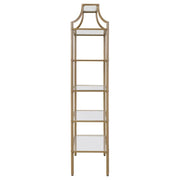 Serena - 5-Shelf Glass Bookshelf - Gold - JaxCo Furniture