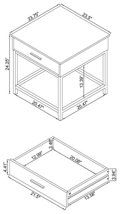 Byers - 1-Drawer Square Engineered Wood End Table - Brown Oak - JaxCo Furniture