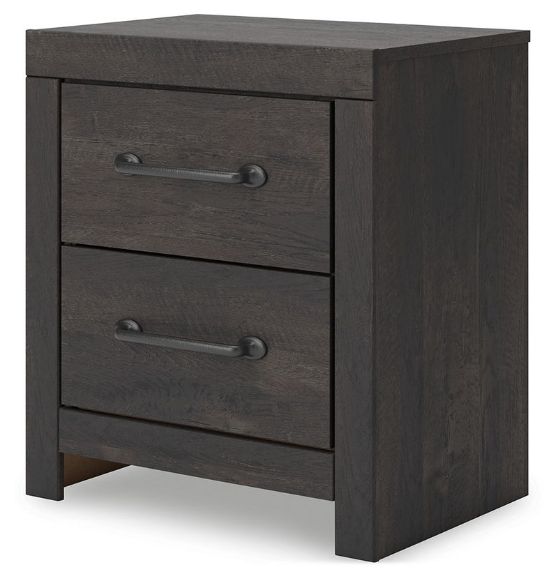 Hollivern - Dark Gray - Two Drawer Night Stand - JaxCo Furniture