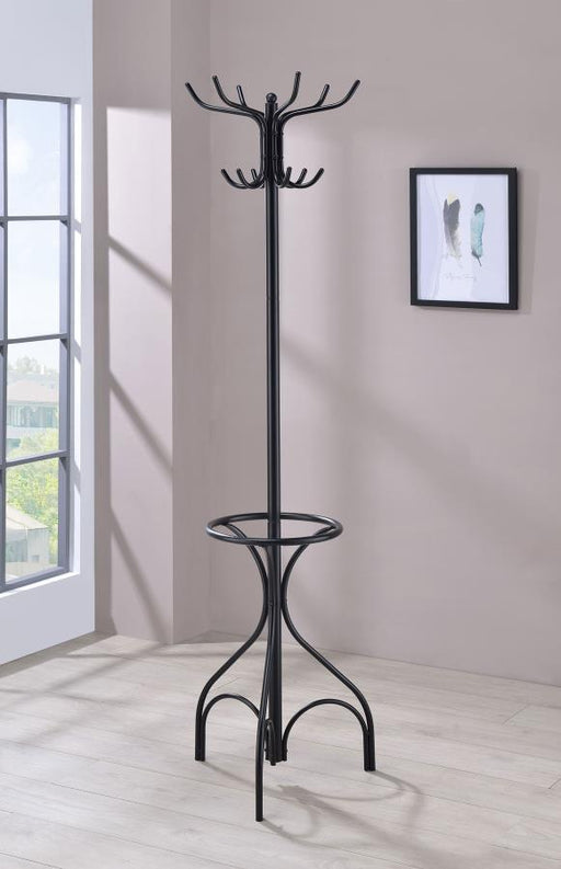 Kiefer - 12 Hook Freestanding Metal Coat Rack Hat Hanger - Black - JaxCo Furniture