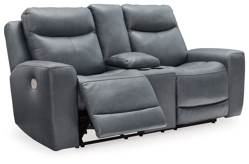 Mindanao - Power Reclining Loveseat With Console /Adj Hdrst - JaxCo Furniture
