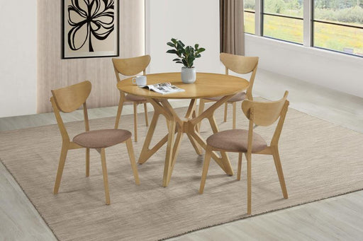 Elowen - 5 Piece Round Solid Wood Dining Set - Light Walnut - JaxCo Furniture