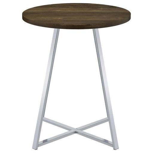 Burkhart - Round Pub Height Bistro Bar Table - Brown Oak - JaxCo Furniture