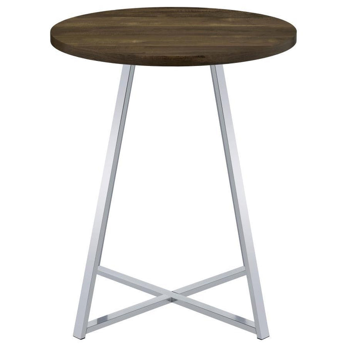 Burkhart - Round Pub Height Bistro Bar Table - Brown Oak - JaxCo Furniture