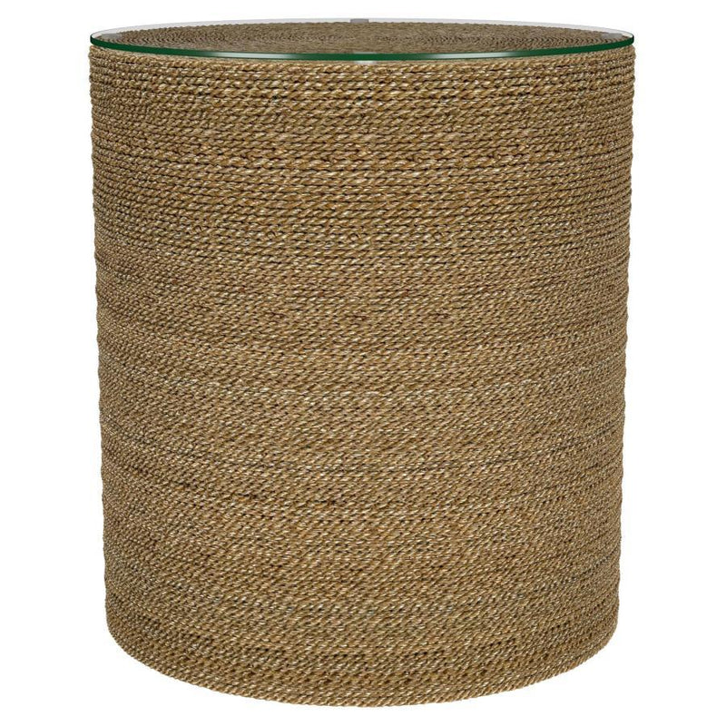 Halden - Round Woven Seagrass Accent Side Table - Light Brown - JaxCo Furniture