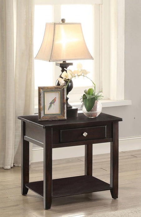 Bradford - 1-Drawer Square Wood End Table - Walnut - JaxCo Furniture