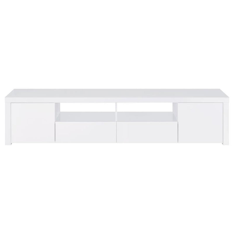 Jude - 2 Door Engineered Wood TV Stand - High Gloss White - JaxCo Furniture
