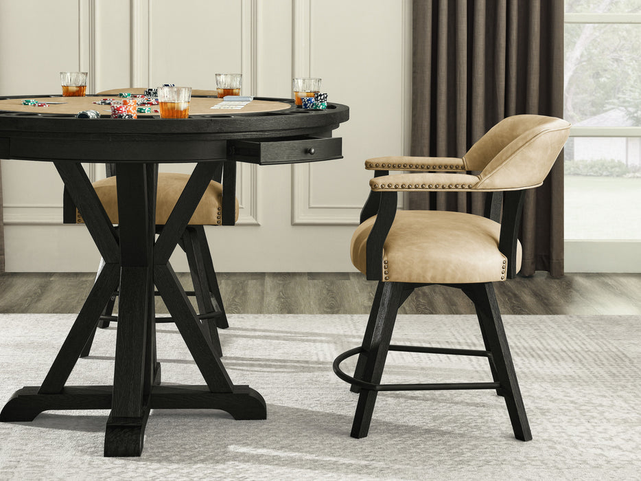 Rylie - 6 Piece Counter Dining Set (Counter Table With Game Top & 4 Counter Chairs) - Black / Sand - JaxCo Furniture