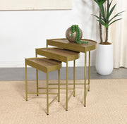 Tristen - 3 Piece Demilune Nesting Table - Brown And Gold - JaxCo Furniture