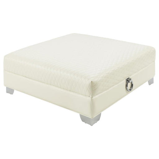 Chaviano - Square Upholstered Ottoman - Pearl White - JaxCo Furniture