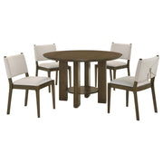 Ottowa - 5 Piece Round Wood Dining Room Table Set - Brown - JaxCo Furniture