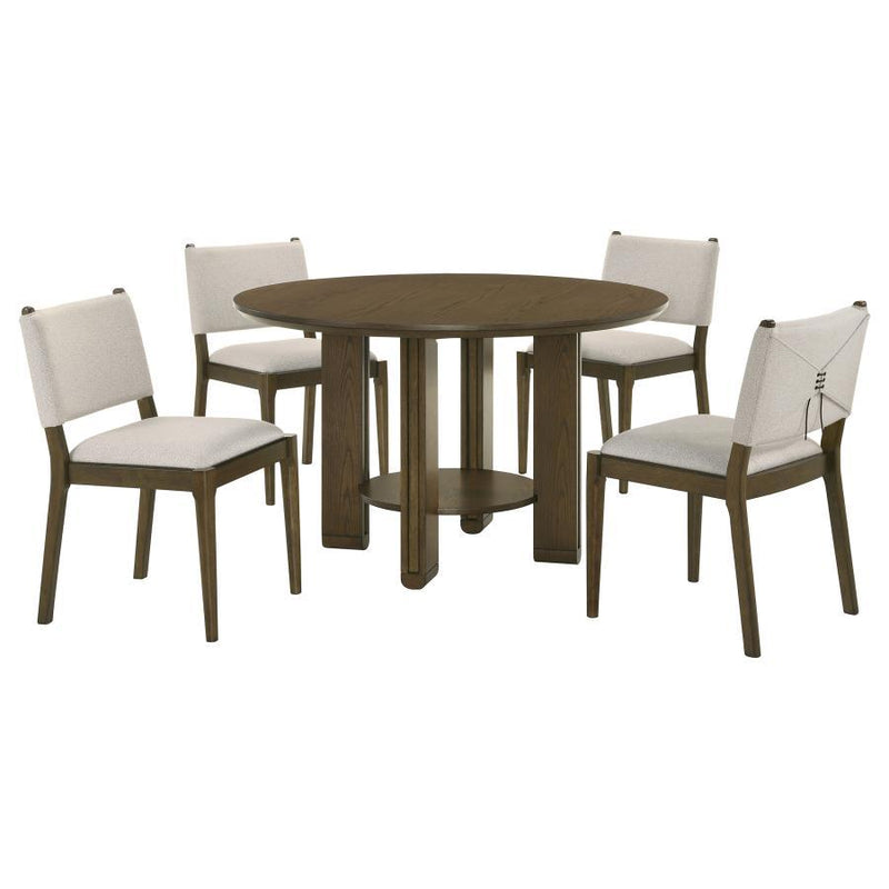 Ottowa - 5 Piece Round Wood Dining Room Table Set - Brown - JaxCo Furniture