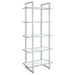 Hartford - 5-Shelf Glass Bookshelf - Chrome - JaxCo Furniture