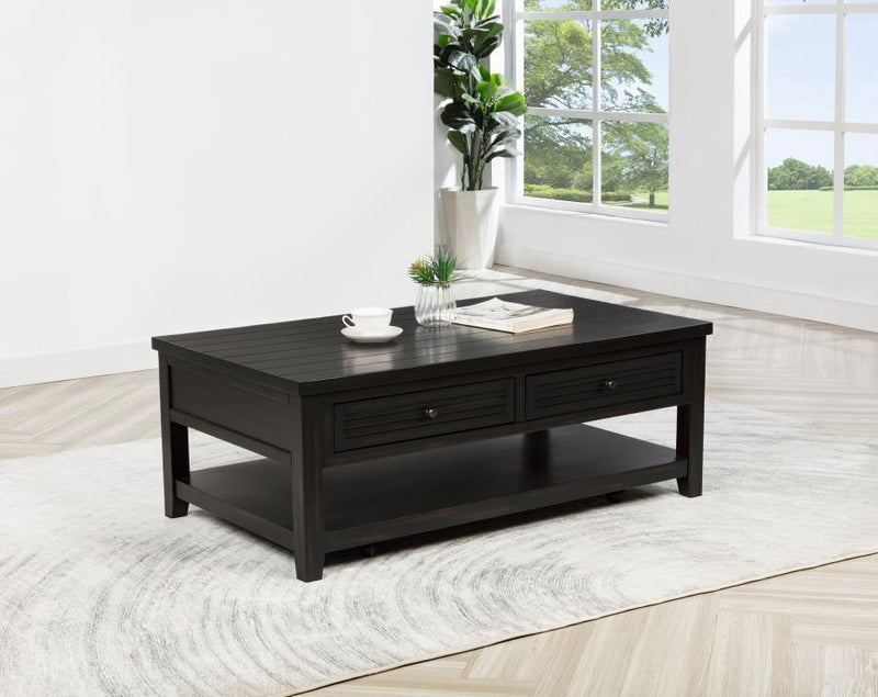 Concord - 2-Drawer Rectangular Coffee Table - Distressed Java - JaxCo Furniture