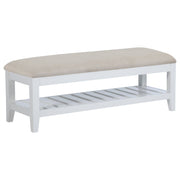 Bexhill - Upholstered Rectangular Bench With Shelf - White - JaxCo Furniture
