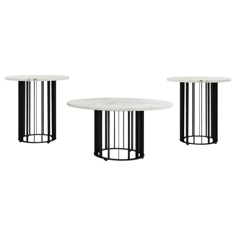 Haven - Round Marble Coffee Table Set - JaxCo Furniture