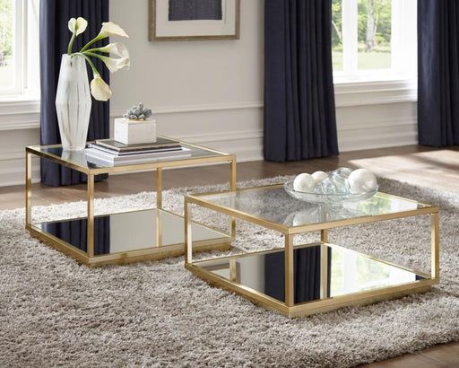 Renee - 2 Piece Square Coffee Table Set - Rose Brass - JaxCo Furniture