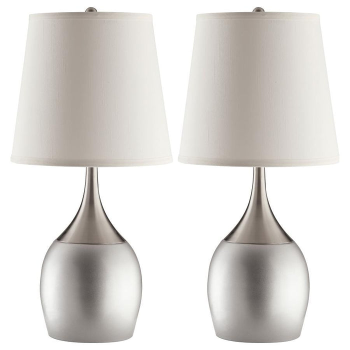 Tenya - Empire Shade Urn Table Lamp (Set of 2) - Silver - JaxCo Furniture