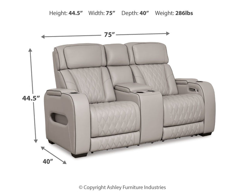 Boyington - Power Reclining Loveseat With Console/Adj Hdrst - JaxCo Furniture