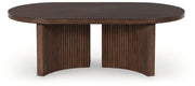 Korestone - Dark Brown - Oval Cocktail Table - JaxCo Furniture