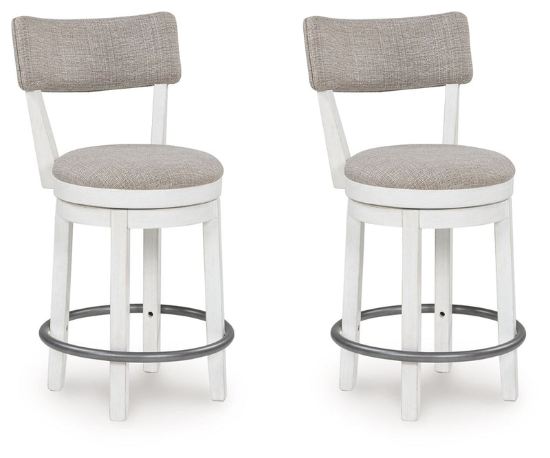 Robbinsdale - Antique White - Upholstered Swivel Barstool (Set of 2) - JaxCo Furniture
