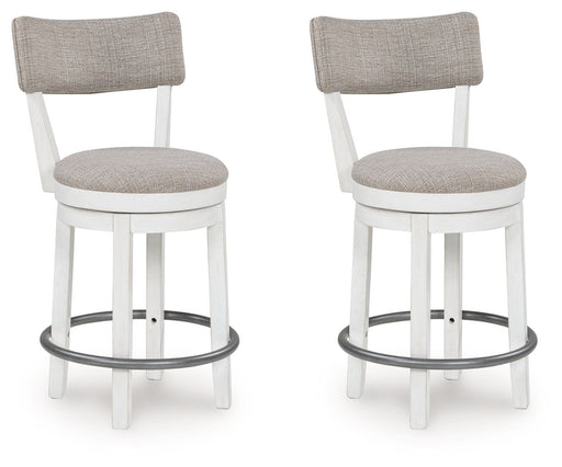 Robbinsdale - Antique White - Upholstered Swivel Barstool (Set of 2) - JaxCo Furniture