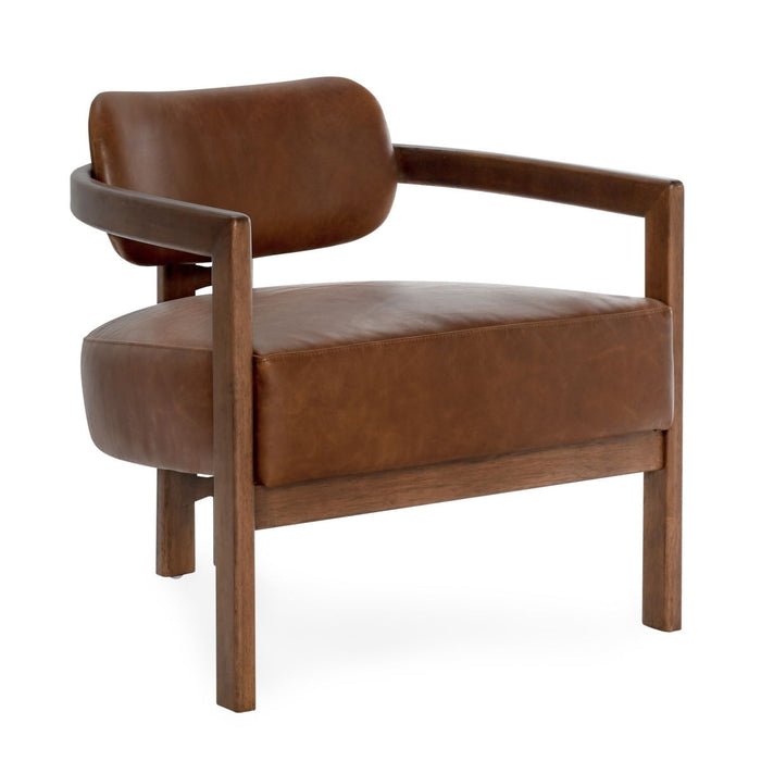 Elsie - Leather Accent Chair - Kona Brown