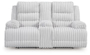 Rhines Falls - Alloy - Double Reclining Power Loveseat With Console - JaxCo Furniture