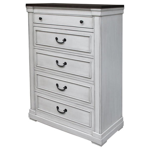 Hillcrest - 5-Drawer Bedroom Chest - Distressed White - JaxCo Furniture