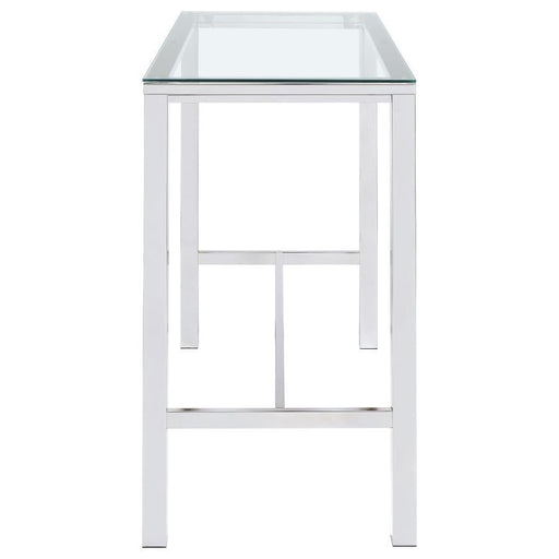 Tolbert - Rectangular Glass Top Pub Bar Table - Chrome - JaxCo Furniture